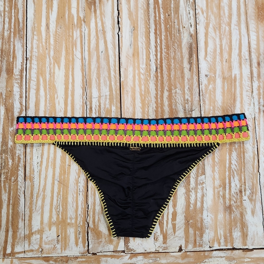 NWT Beach‎ Bunny Bronze Crochet Festival Multicolor Skimpy Bikini Bottoms L - Picture 4 of 6